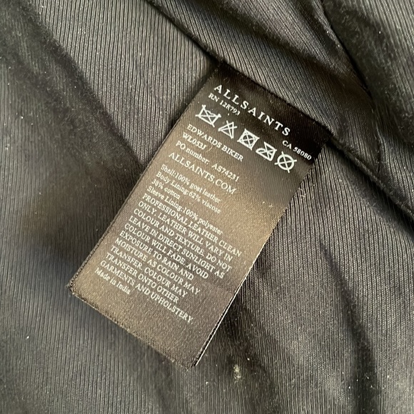 All Saints Edwards Biker Goat Suede Biker Jacket Navy/Gray Size US 2 - Picture 6 of 9